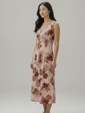 Anthropologie Paper Heart Linen Blend Midi Dress